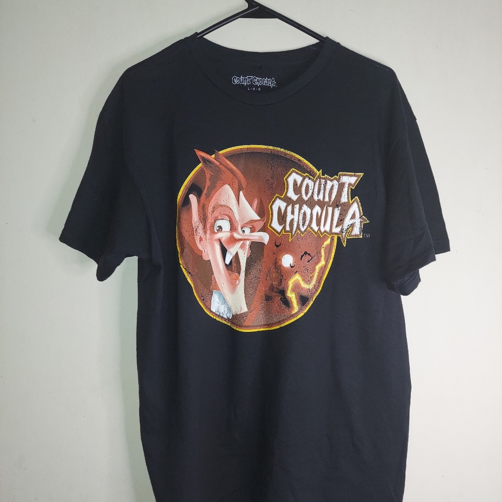 Count Chocula Black T Shirt Graphic Cereal Monster Men's Large NWOT.
